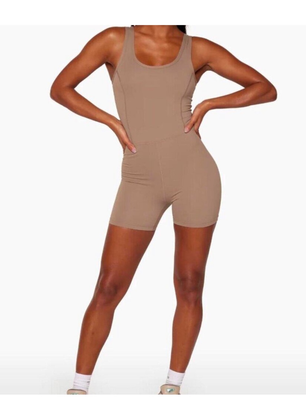 SET Active Taupe Sportbody Shortysuit Romper- NWOT - size small